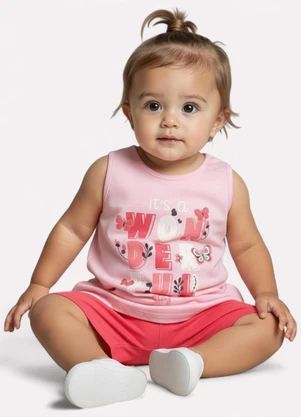 Kyly - Conjunto Infantil Menina Lettering Rosa - KYLY