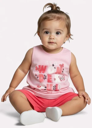 Kyly - Conjunto Infantil Menina Lettering Rosa - KYLY