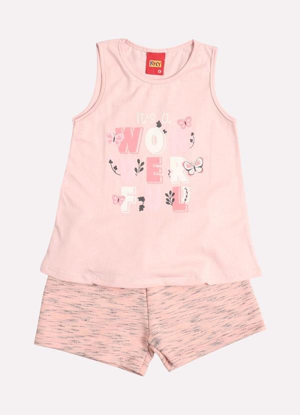 Kyly - Conjunto Infantil Menina Lettering Rosa 2