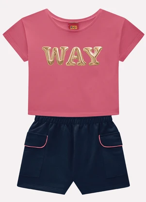 Kyly - Conjunto Infantil Menina Lettering Rosa - KYLY