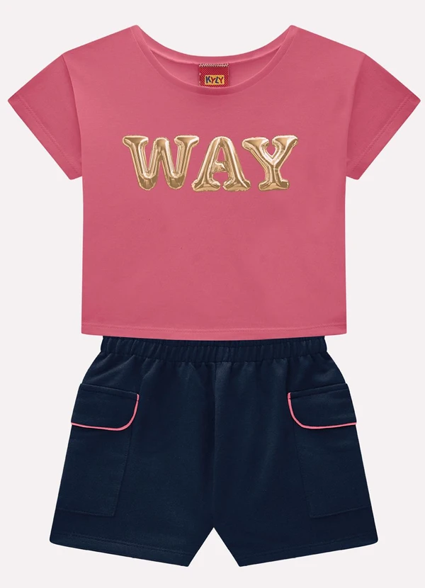Kyly - Conjunto Infantil Menina Lettering Rosa