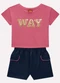 Kyly - Conjunto Infantil Menina Lettering Marrom - variação: Rosa