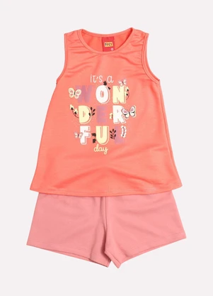 Kyly - Conjunto Infantil Menina Lettering Vermelho - KYLY