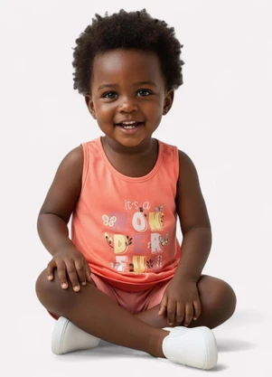 Kyly - Conjunto Infantil Menina Lettering Vermelho - KYLY