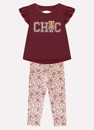 Milon - Conjunto Infantil Menina Lettering Vermelho - MILON