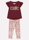 Milon - Conjunto Infantil Menina Lettering Vermelho - variação: Vermelho