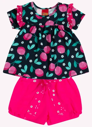 Kyly - Conjunto Infantil Menina Limões Azul Marinho - KYLY
