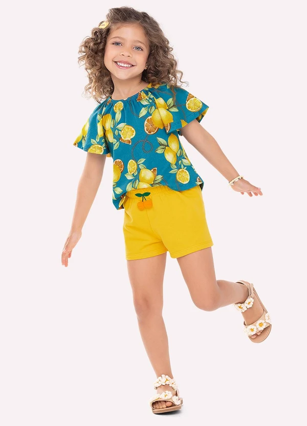 Nanai - Conjunto Infantil Menina Limões Azul