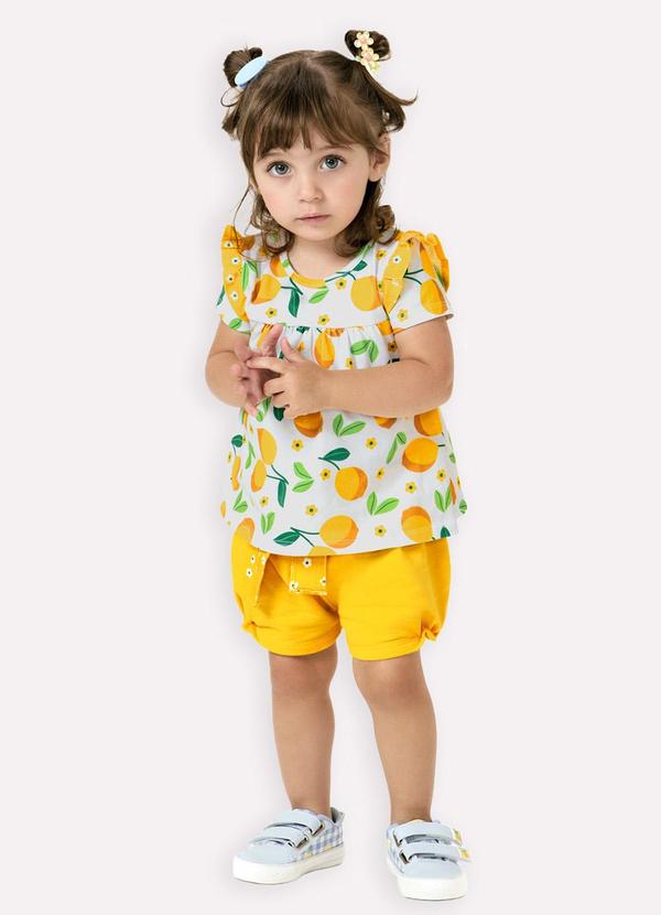 Kyly - Conjunto Infantil Menina Limões Branco