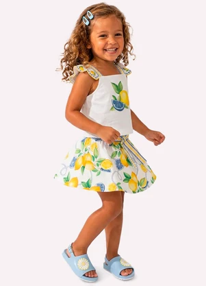 Nanai - Conjunto Infantil Menina Limões Branco - NANAI