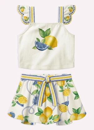 Nanai - Conjunto Infantil Menina Limões Branco - NANAI