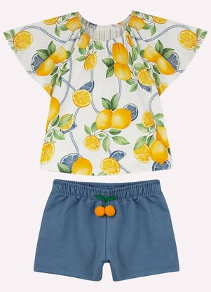 Nanai - Conjunto Infantil Menina Limões Branco - NANAI