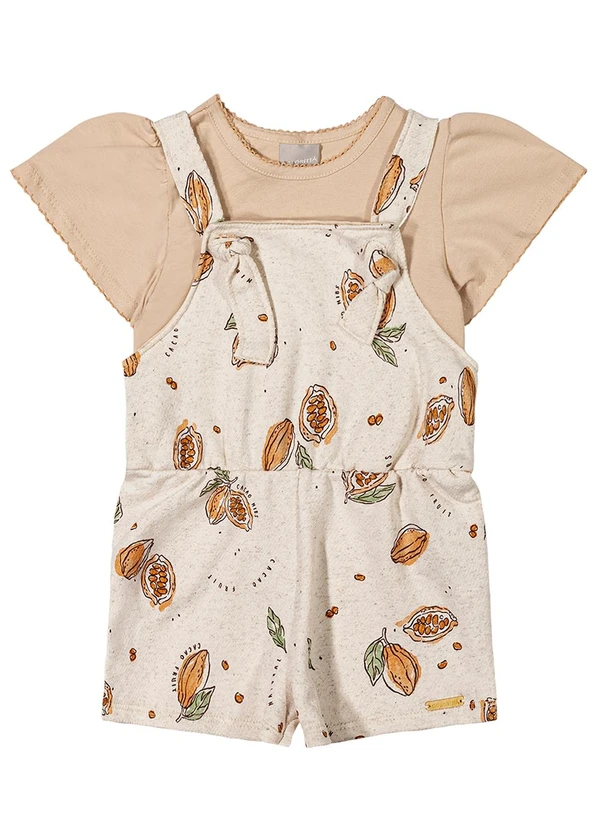 Colorittá - Conjunto Infantil Menina Linho Colorittá Bege