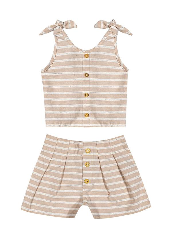 Colorittá - Conjunto Infantil Menina Listrado Colorittá Bege