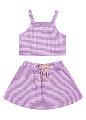 Conjunto Infantil Menina Listrado Colorittá Roxo - COLORITTÁ