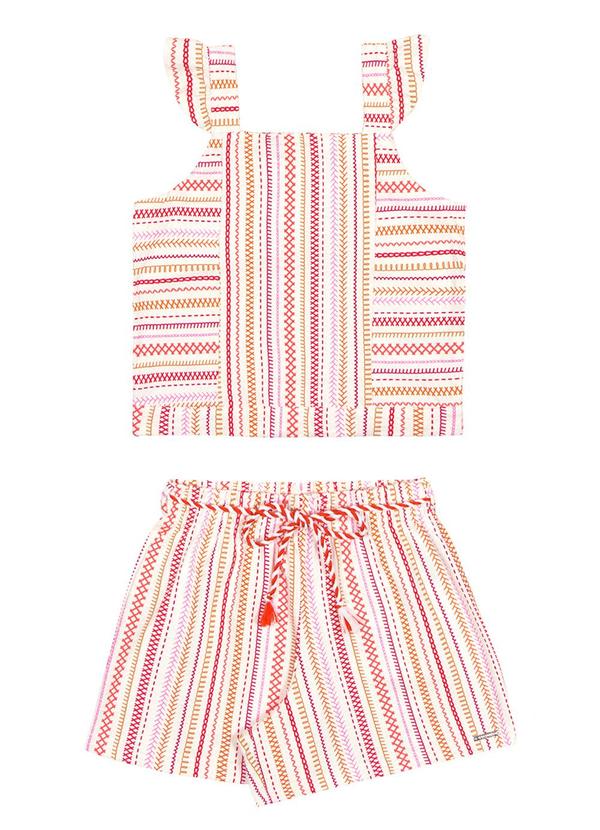 Alakazoo - Conjunto Infantil Menina Listrado Laranja 2