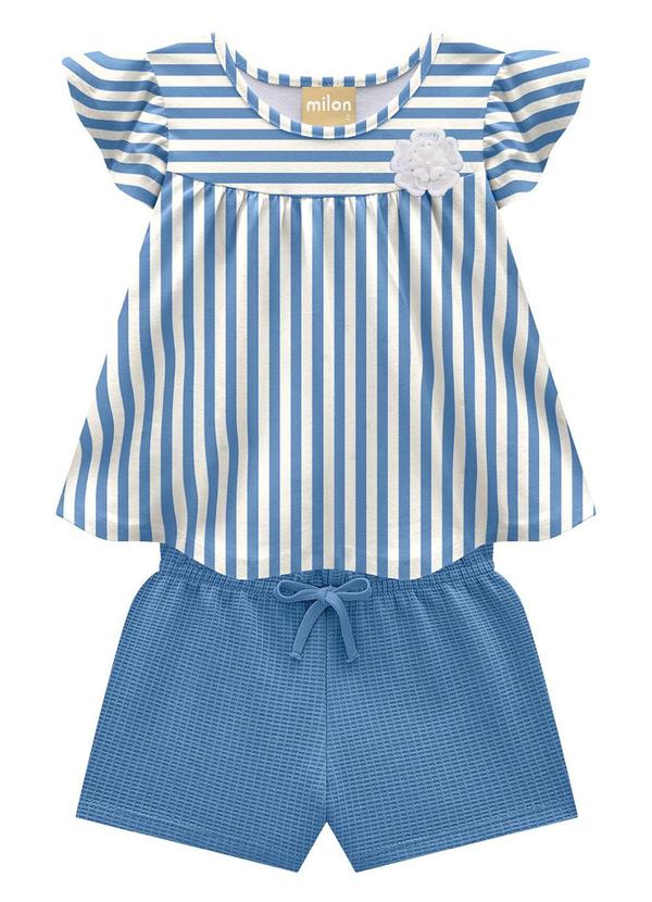 Milon - Conjunto Infantil Menina Listras Azul
