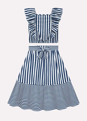 Milon - Conjunto Infantil Menina Listras Azul - MILON