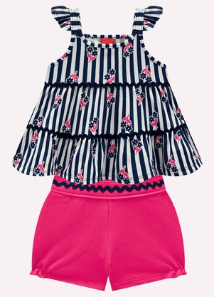 Kyly - Conjunto Infantil Menina Listras Azul - KYLY