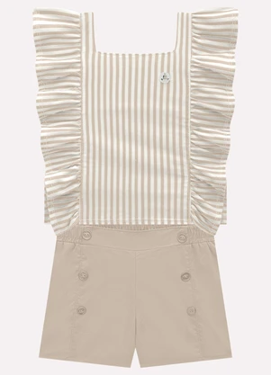 Milon - Conjunto Infantil Menina Listras Bege - MILON