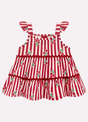 Kyly - Conjunto Infantil Menina Listras Vermelho - KYLY