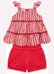 Kyly - Conjunto Infantil Menina Listras Vermelho - variação: Vermelho
