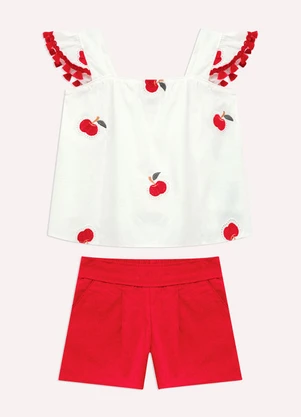 Nanai - Conjunto Infantil Menina Maças Off White - NANAI