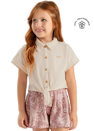 Colorittá - Conjunto Infantil Menina Malha Linho Bege - COLORITTÁ