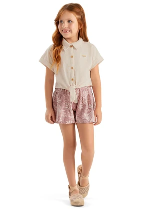 Colorittá - Conjunto Infantil Menina Malha Linho Bege - COLORITTÁ