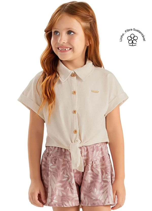 Colorittá - Conjunto Infantil Menina Malha Linho Bege 1