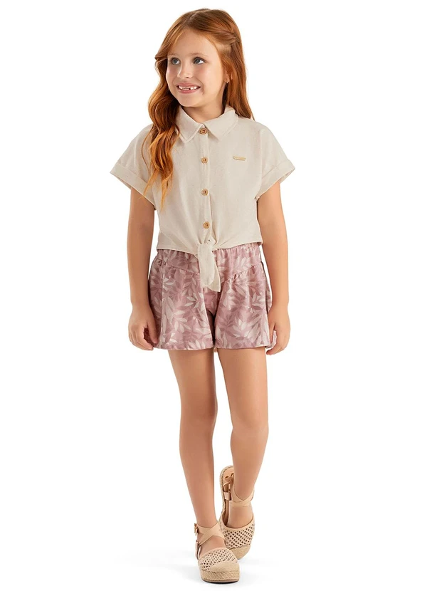 Colorittá - Conjunto Infantil Menina Malha Linho Bege 2