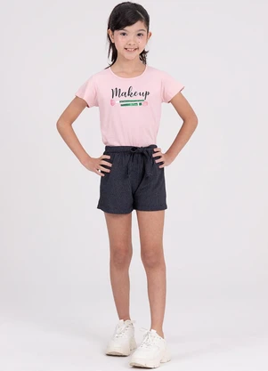 Vida Costeira - Conjunto Infantil Menina Manga Evasê Makeup Rosa - VIDA COSTEIRA