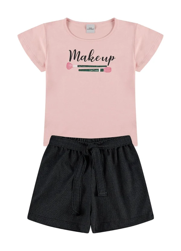 Vida Costeira - Conjunto Infantil Menina Manga Evasê Makeup Rosa 2