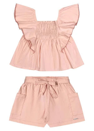 Colorittá - Conjunto Infantil Menina Mangas com Babado Rosa - COLORITTÁ