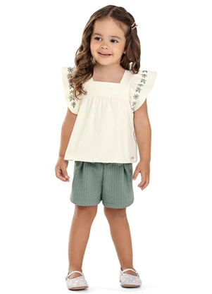 Colorittá - Conjunto Infantil Menina Margaridas Bege - COLORITTÁ