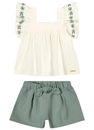 Colorittá - Conjunto Infantil Menina Margaridas Bege - COLORITTÁ