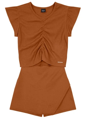 Brandili - Conjunto Infantil Menina Marrom - BRANDILI