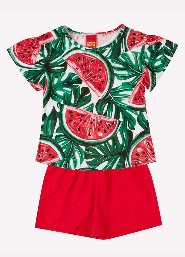 Kyly - Conjunto Infantil Menina Melancia Branco 2