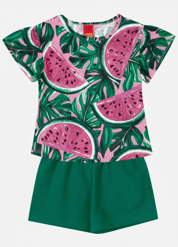 Kyly - Conjunto Infantil Menina Melancia Rosa