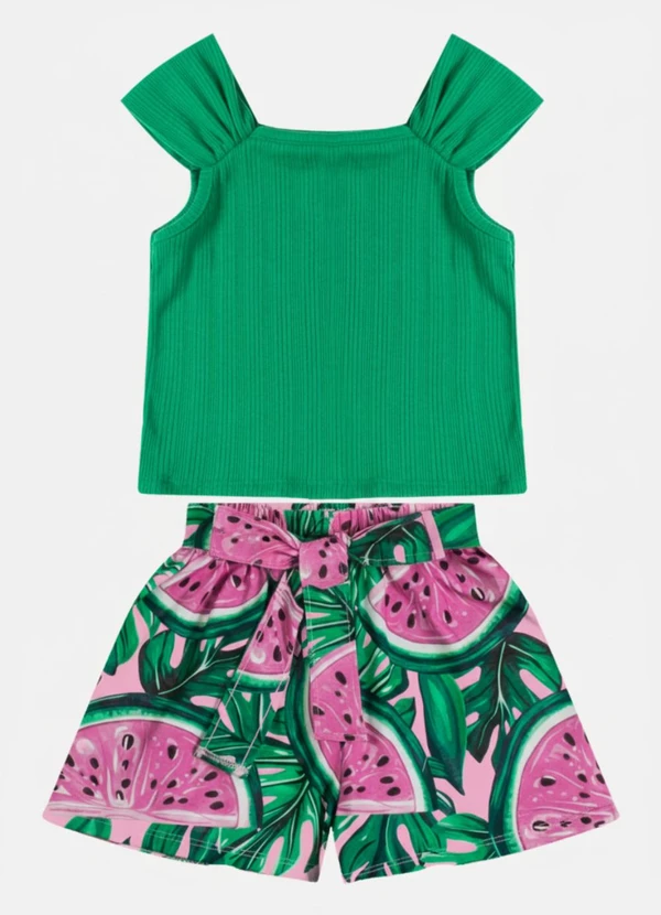 Kyly - Conjunto Infantil Menina Melancia Verde