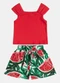 Kyly - Conjunto Infantil Menina Melancia Rosa - variação: Vermelho