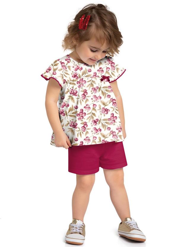 Milon - Conjunto Infantil Menina Mirtilos Off White