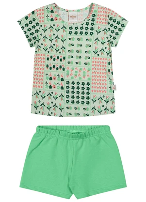 Elian - Conjunto Infantil Menina Mix Floral Verde - ELIAN