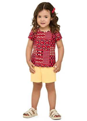 Elian - Conjunto Infantil Menina Mix Floral Vermelho - ELIAN