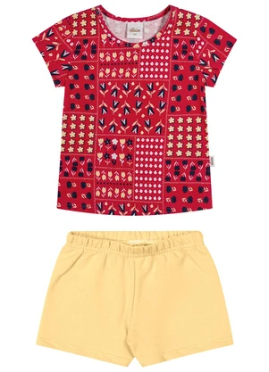 Elian - Conjunto Infantil Menina Mix Floral Vermelho - ELIAN