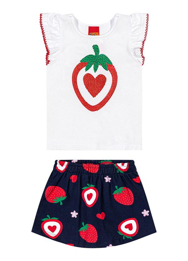 Kyly - Conjunto Infantil Menina Morango Branco 2