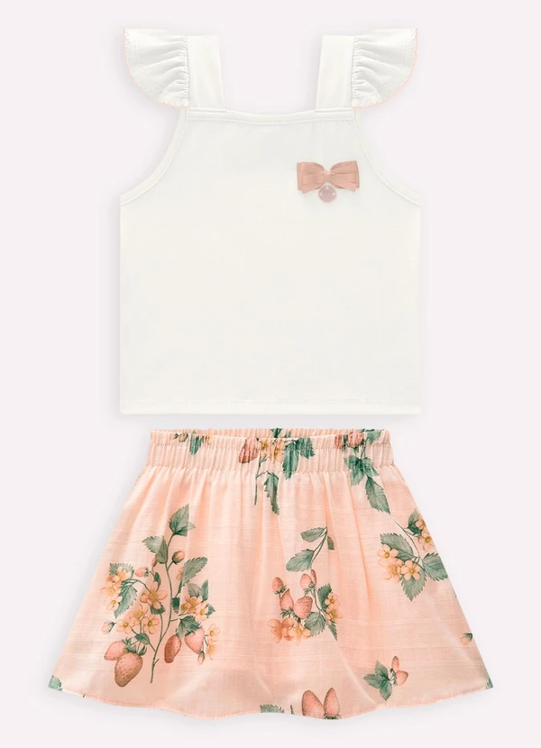 Milon - Conjunto Infantil Menina Morango Off White