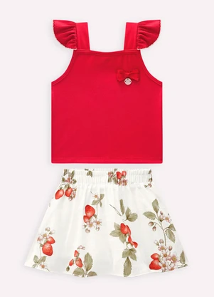 Milon - Conjunto Infantil Menina Morango Vermelho - MILON