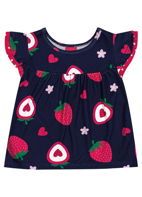 Kyly - Conjunto Infantil Menina Morangos Azul Marinho 3
