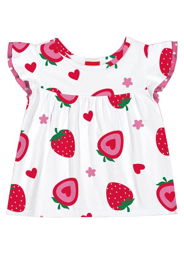 Kyly - Conjunto Infantil Menina Morangos Branco 2